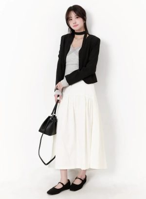 Elegant Shirred Flare Maxi Skirt CM505