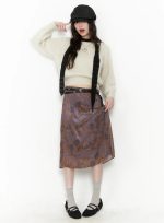 Vintage Floral Layered Midi Skirt CN510