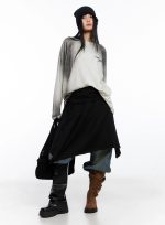 Layered Shirring Asymmetrical Skirt IO517