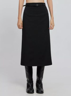 Elegant Midi Belted Skirt IO530