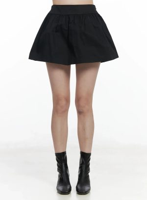Cotton Shirred A-Line Mini Skirt IF524