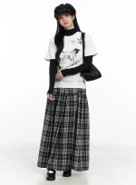 Plaid Frill Maxi Skirt CN527