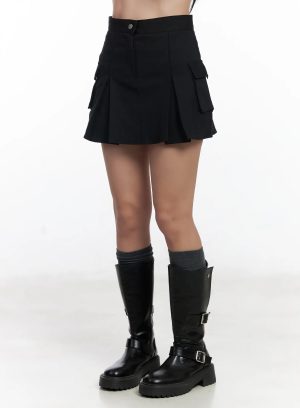 Chic Pleated Cargo Mini Skirt CF503