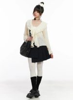 Asymmetric Pleated Mini Skirt CM513