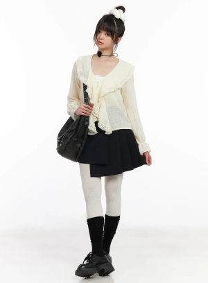 Asymmetric Pleated Mini Skirt CM513