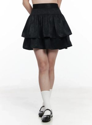 Layered Satin Ruffle Skirt IF520