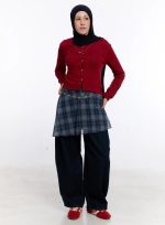 Layered Plaid Mesh Midi Skirt CS524