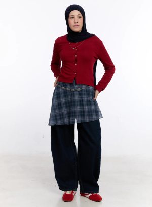 Layered Plaid Mesh Midi Skirt CS524