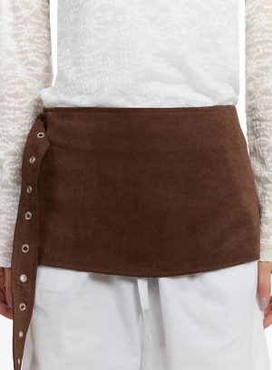 Suede Wrap Belt Skirt IM509