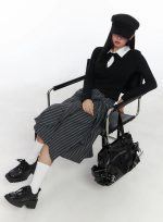 Stripe Wrap Midi Skirt CD529