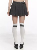 Chic Gray Pleated Mini Skirt IN514