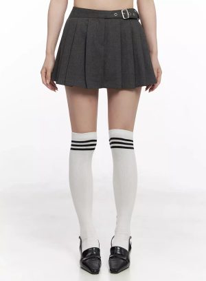 Chic Gray Pleated Mini Skirt IN514