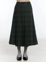 Plaid A-Line Midi Skirt ID526