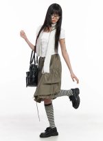 Utility Pocket Balloon Midi Skirt CM512