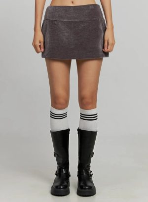 Velvet Low-Rise Mini Skirt IJ502