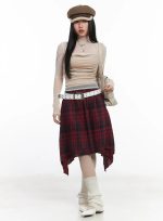 Asymmetric Checkered Midi Skirt CD530