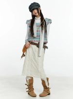 Textured Maxi Skirt Pants CF509