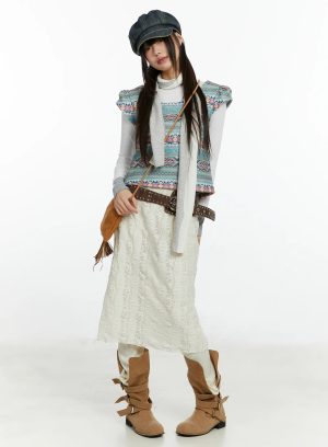 Textured Maxi Skirt Pants CF509