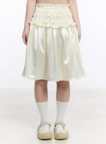 Satin Ruffle Midi Skirt IM519