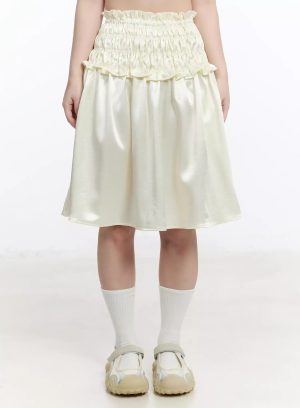 Satin Ruffle Midi Skirt IM519