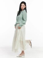 Floral Lace Maxi Skirt CJ519