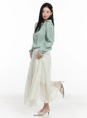 Floral Lace Maxi Skirt CJ519