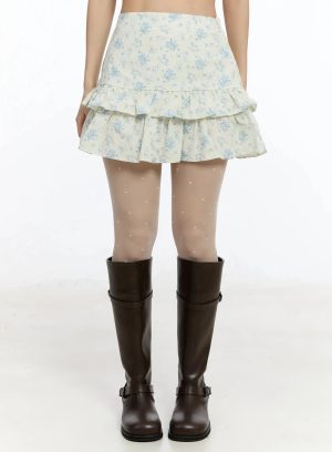 Floral Layered Mini Skirt IM509