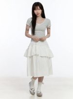 Ruffled Tiered Midi Skirt CA503