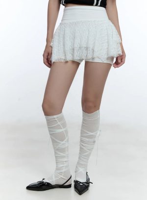 Lace Ruffled Mini Skort CU527