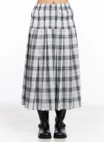 Plaid Layered Maxi Skirt IA507