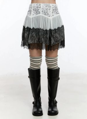 Double-Color Lace Skirt IM509