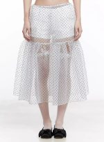 Polka Dot Sheer Midi Skirt IM504