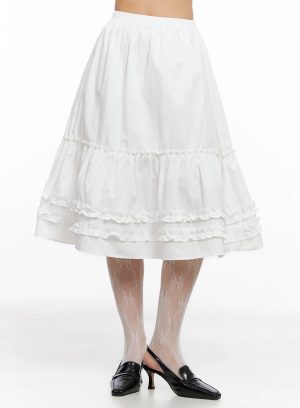 Ruffle Layered Midi Skirt IG527