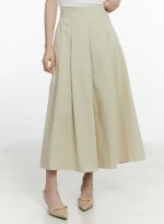 Elegant Pleated Flare Long Skirt F502