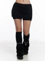 Ribbed Button Mini Skort CJ514