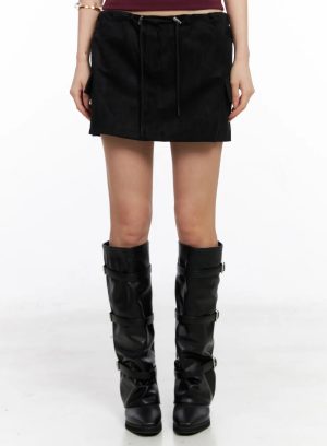 Suede Cargo Mini Skirt CC1109
