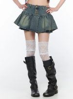 Buttoned Pleated Mini Skirt CA528