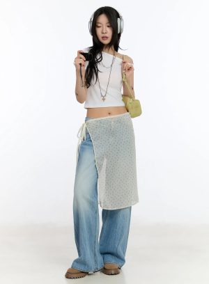 Floral Sheer Layered Skirt CA508