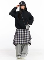 Asymmetric Plaid Midi Skirt CF506