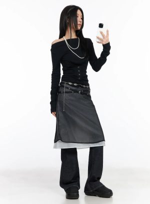 Layered Sheer Midi Skirt CM516