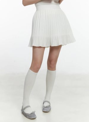 Pleated Flare Mini Skirt F502