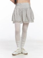 Plaid Ruffle Mini Skirt CF518