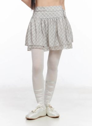Plaid Ruffle Mini Skirt CF518